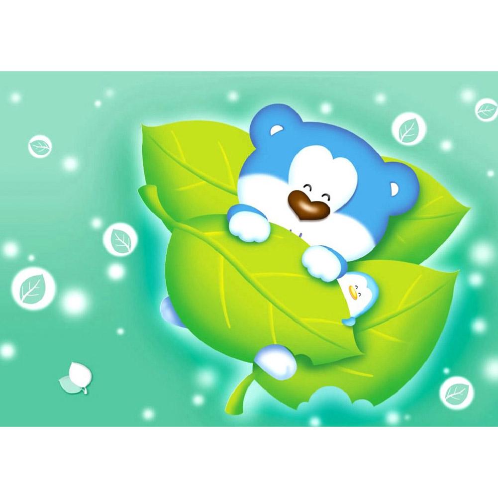 

Cartoon Bear on Leaf - Round Drill Diamond Painting - 40x30cm, 501 Original