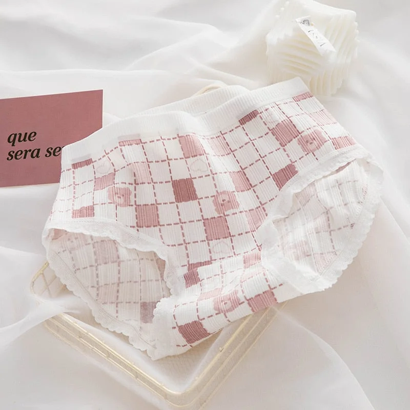 Cotton Women's Underwear Panties Lovely Girl Comfort Briefs Middle Waist Seamless Thread Underpants Female Lingerie