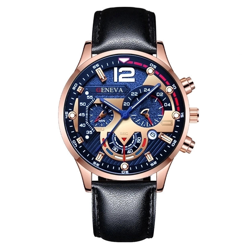 Explosions Men’s Watch Fashion Calendar Six-pin Belt Watch Quartz Watch Men’s Watch Sports Luminous Wrist Watch