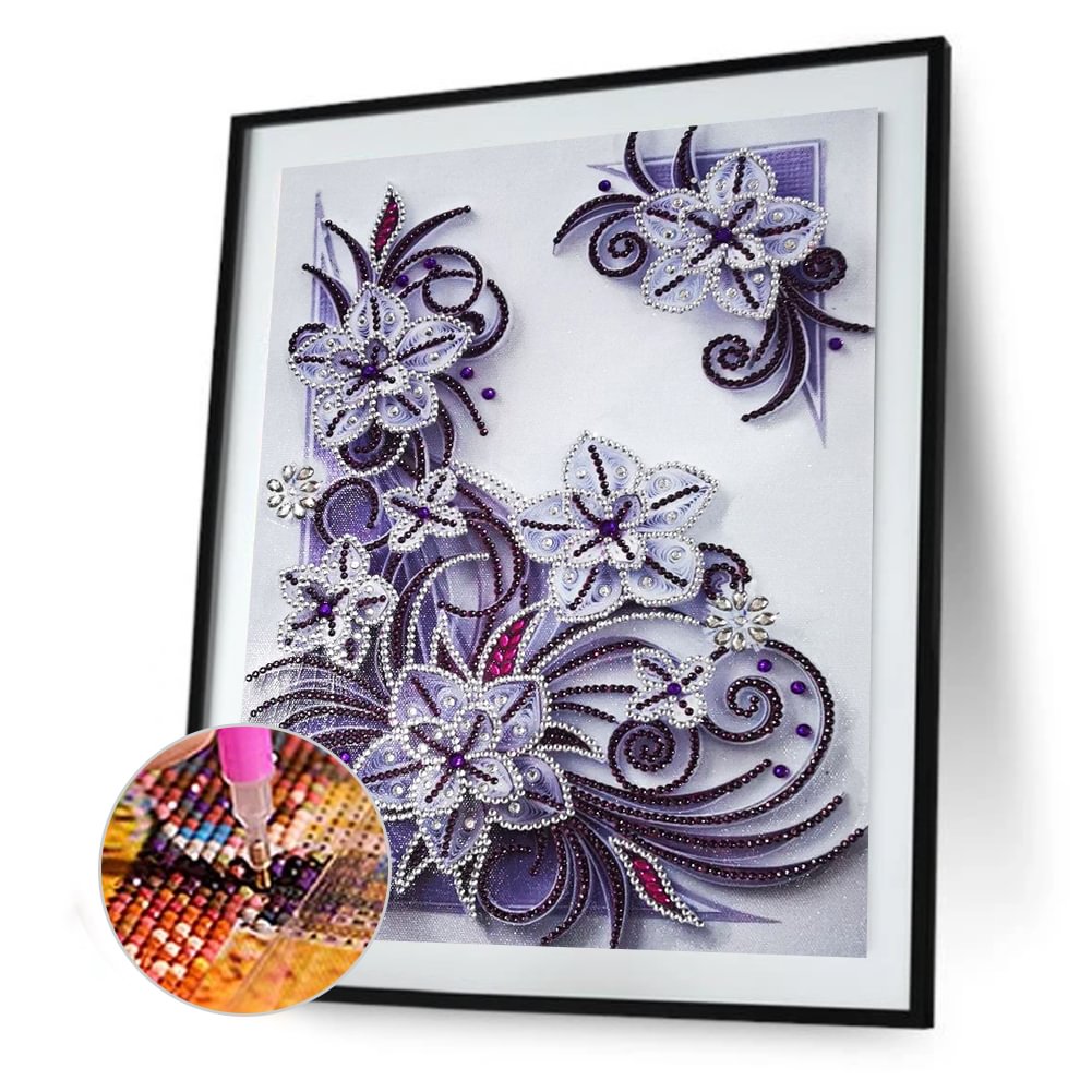Crystal Rhinestone Diamond Painting Quilling Flower (40*30cm)