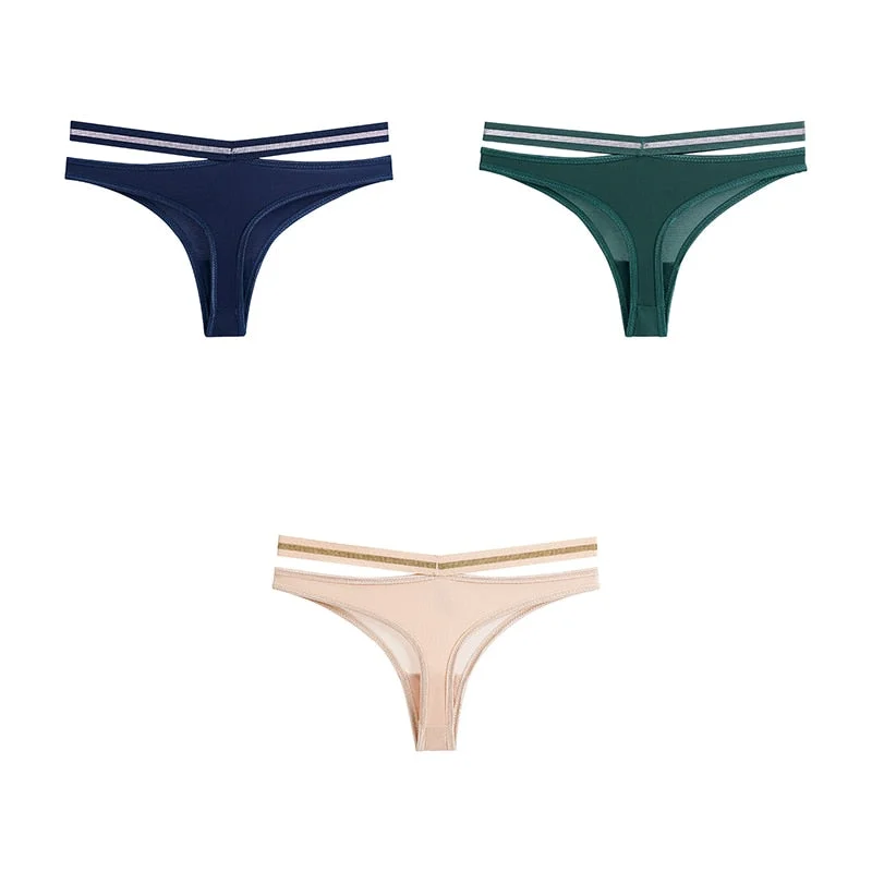3pcs Seamless Underwear For Woman Sexy Thongs Women's Lingerie Bikini Sports Female Panties Ice Silk Woman Intimates BANNIROU