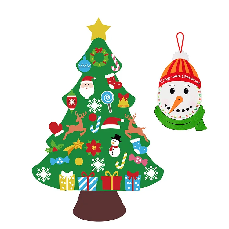Kids DIY Felt Christmas Tree Kit with Snowman Advent Calendar