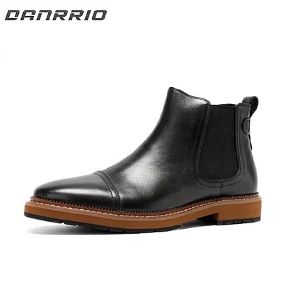DANRRIO Cowhide Chelsea Boots Fleece-Lined Ankle Boots DANRRIO Cowhide Chelsea Boots Fleece-Lined Ankle Boots