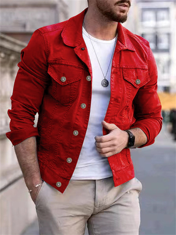 Men's Fall and Winter Models Trend Fashion Casual Slim Coat Solid Color Workwear Jacket