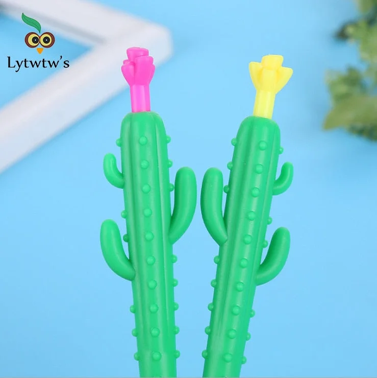 1 Piece Lytwtw's Cute Kawaii Cartoon Cactus Press Automatic Mechanical Pencil School Office Supply Student Stationery Gift