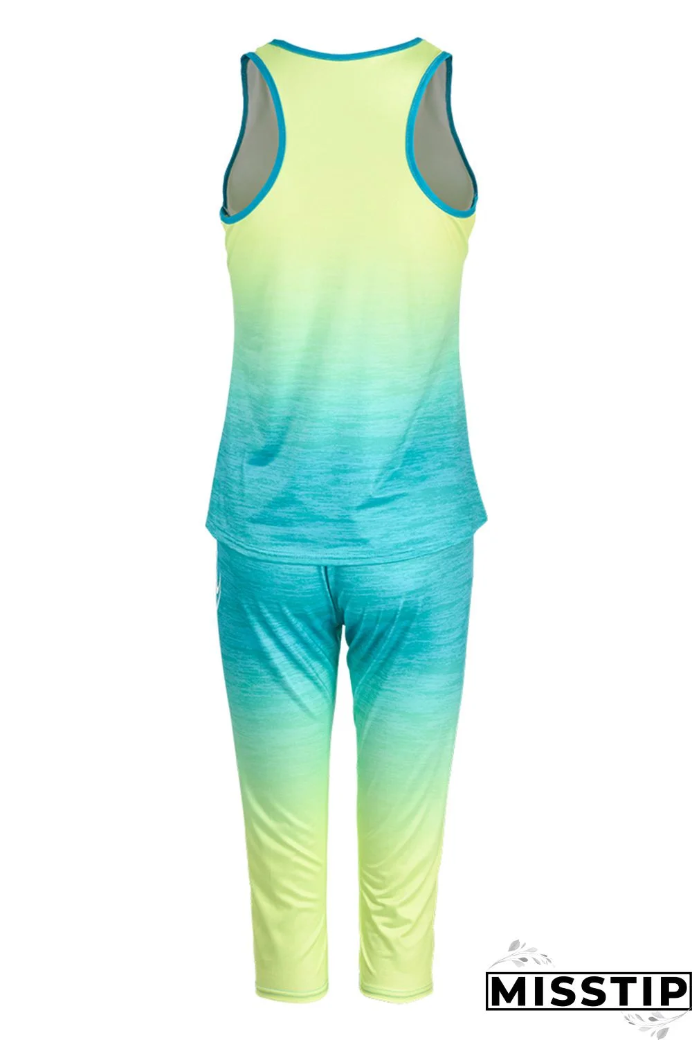 Blue Fashion Sportswear Letter Print Basic O Neck Sleeveless Two Pieces