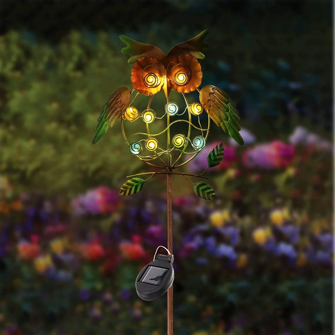 Creative Metal Owl Solar Lights Outdoor Garden Animal Decoration