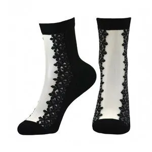 pornhint Pornhint DISPATCH FROM CANADA Vintage Style Embroidered Transparent Ladies Fashion Socks | Cool Thin Sheer Embroidery Summer Dress Sock