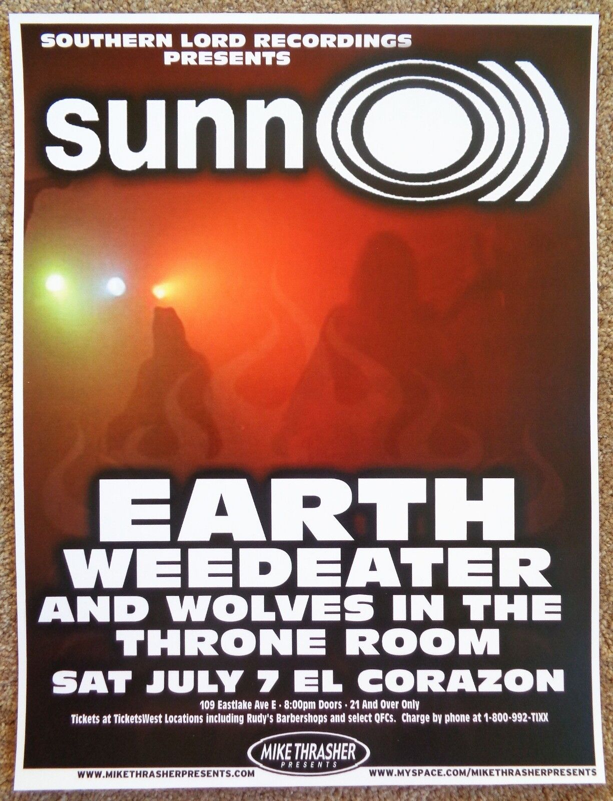 SUNN O))) Gig POSTER July 2007 Seattle Washington Concert