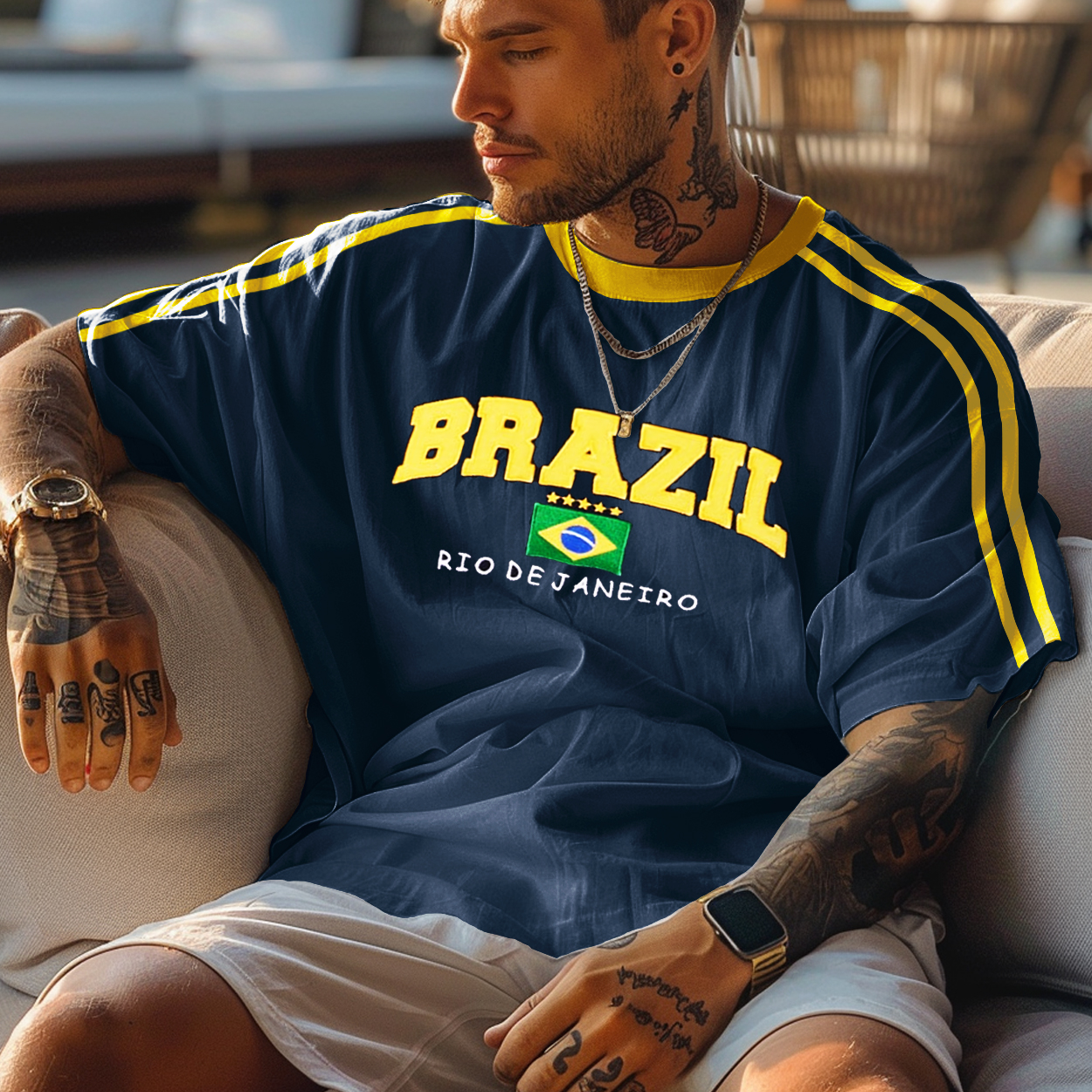 Unisex Retro Brazilian Football Y2K Oversized T-Shirt