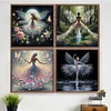(US Only)4pcs Girl Printed Cross Stitch Kit 45x45cm DIY 11CT Thread Art Needlework Decor