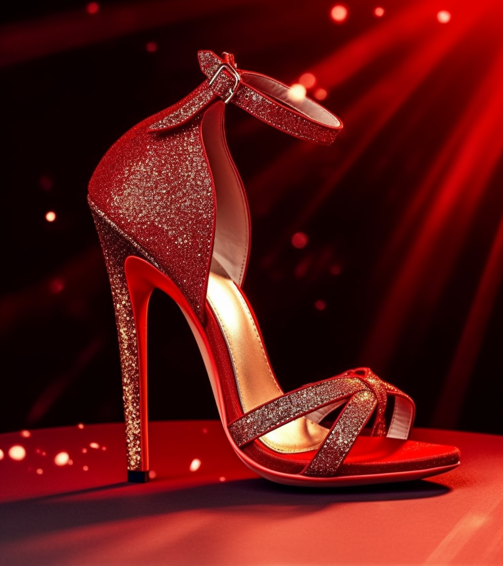 Glitter Red Opened Toe Crisscross Ankle Strappy Sandals With Stiletto Heels Nicepairs