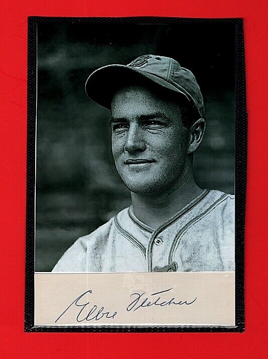 1934-39 ELBIE FLETCHER-BOSTON BRAVES VINTAGE AUTOGRAPHED CUT W/Photo Poster painting-(d.1994)