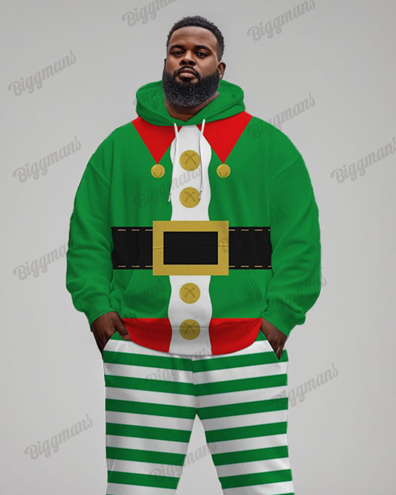 Men's Funny Cartoon Striped Print Plus Size Hoodie Suit