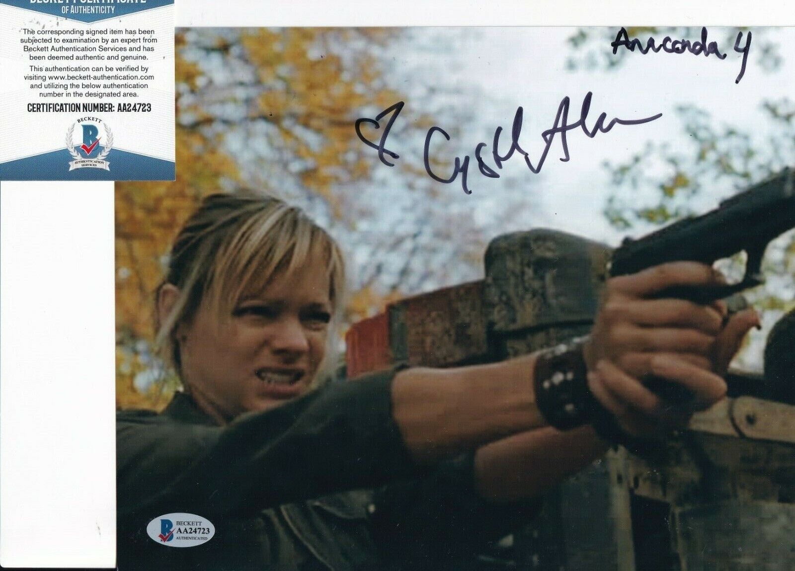 CRYSTAL ALLEN signed (ANACONDAS TRAIL OF BLOOD) 8X10 Photo Poster painting BECKETT AA24723