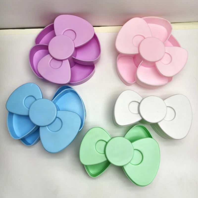 Elegant Lady Minimalist Solid Color Bow Knot PP Plastic Storage Box Makeup Organizers