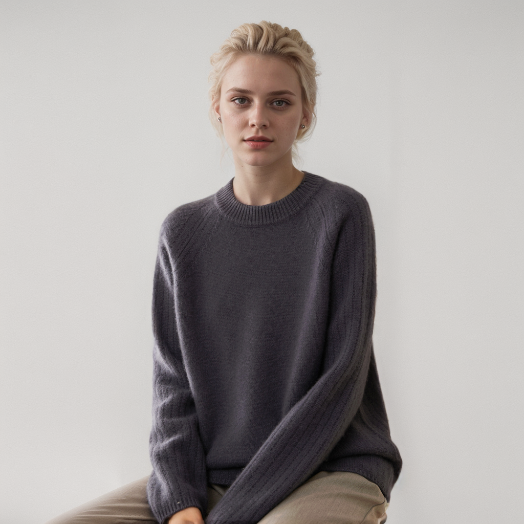 Pull en cachemire à rayures amples pour femme- SOIE PLUS