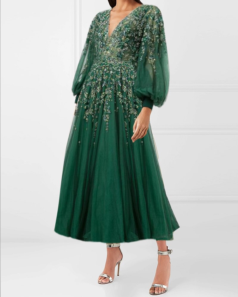 layered mesh gown