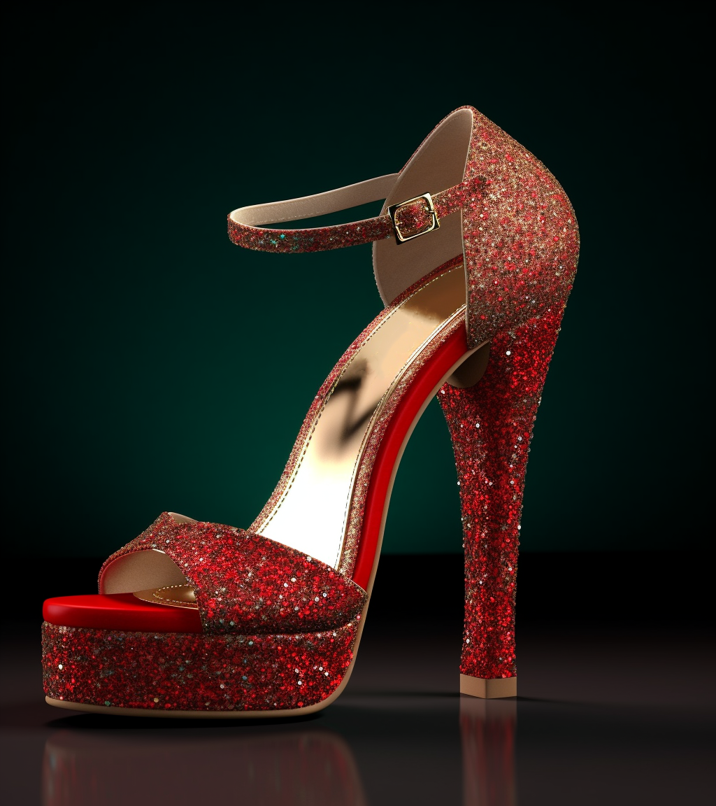 Glitter Red Opened Toe Ankle Strappy Platform Sandals With Stiletto Heels Nicepairs