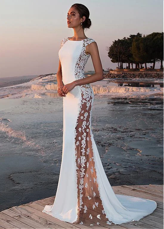 Brownm Dress Lace Stitching Extra Long Holiday Dresses