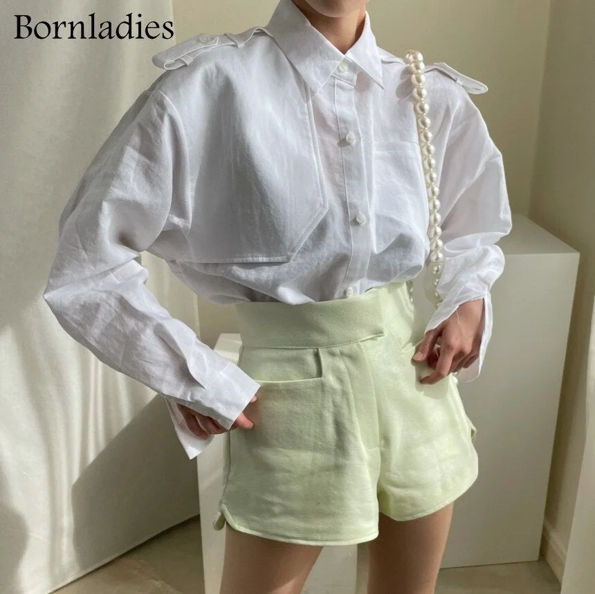 Billlnai Women Korean Chic Turn Down Collar Shirts Spring Autumn Office Ladies Single-breasted Cotton Blouses Female Tops