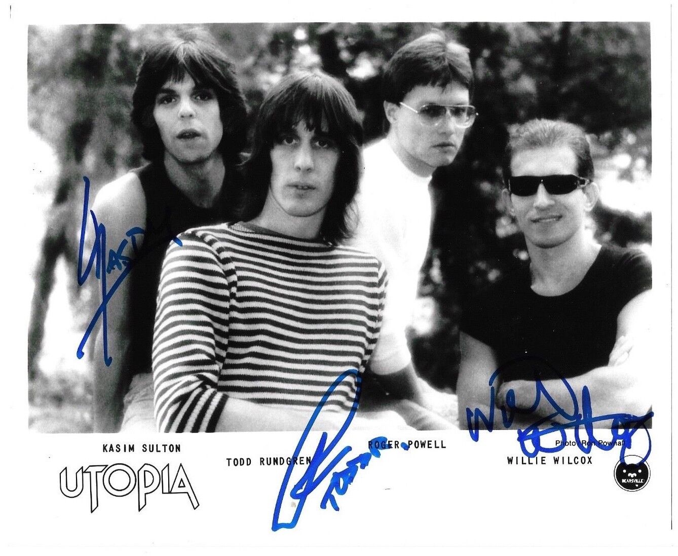 * UTOPIA * signed 8x10 Photo Poster painting * TODD RUNDGREN, KASIM SULTON & WILLIE WILCOX * 6