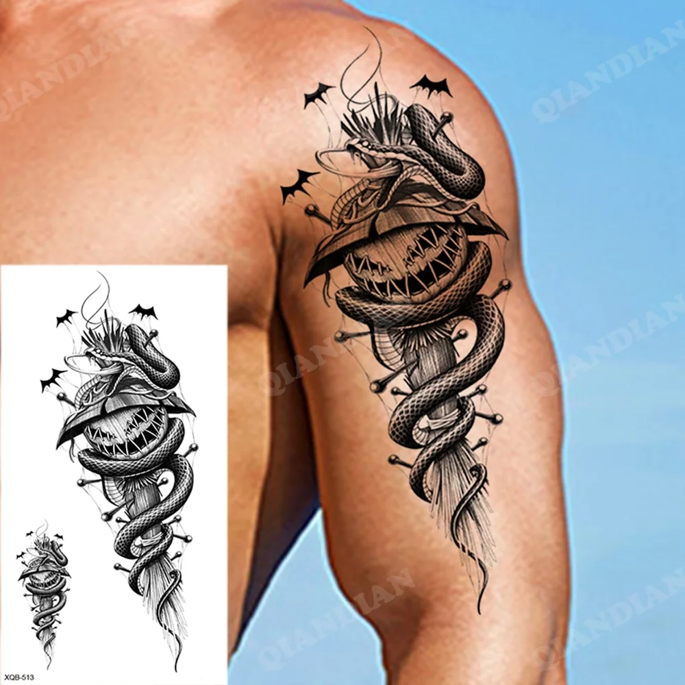 Sdrawing New Waterproof Temporary Tattoo Sticker Forest Lion King Tiger Skull Flash Man Wolf Dragon Body Art Arm Fake Tattoos Women