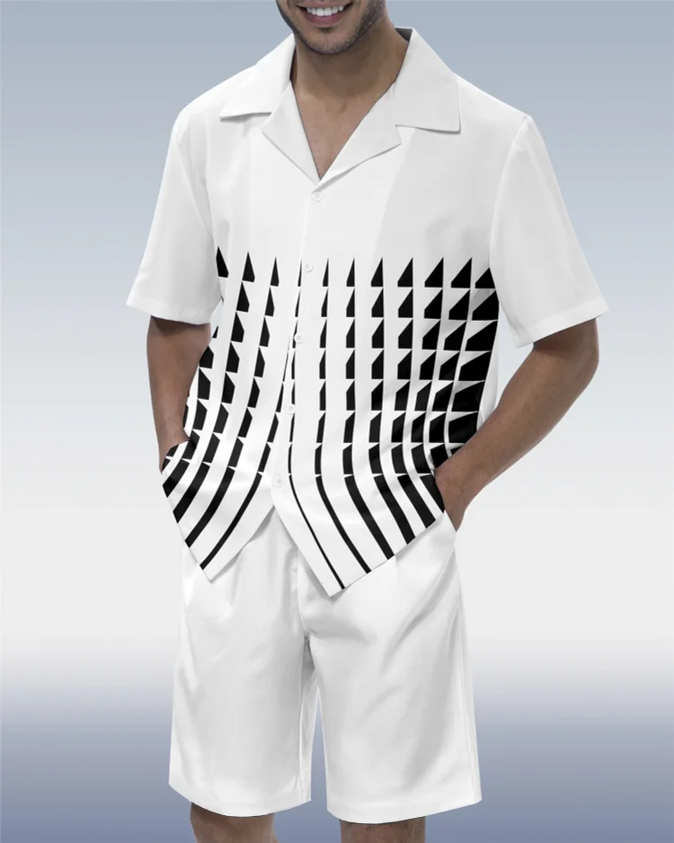  Men's Simple Geometry Walking Set  0414