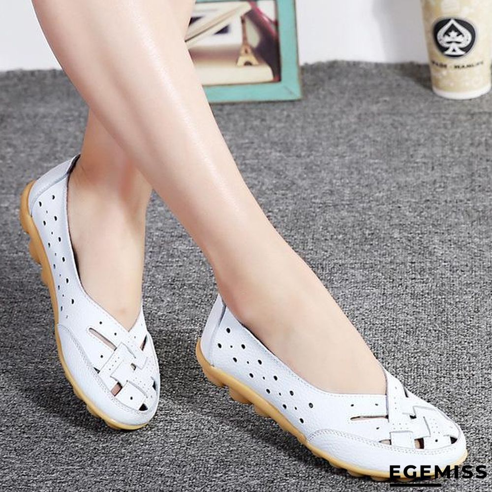 Comfort Genuine Leather Flat Shoes Woman Loafers Ballet Shoes | EGEMISS