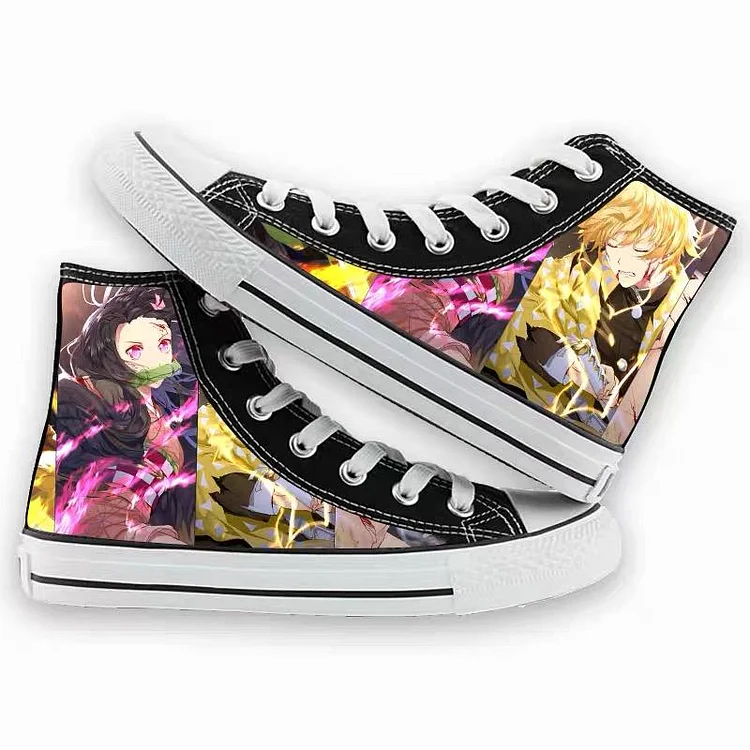 Mayoulove Demon Slayer Kimetsu no Yaiba #6  High Top Canvas Sneakers Cosplay Shoes For Kids-Mayoulove