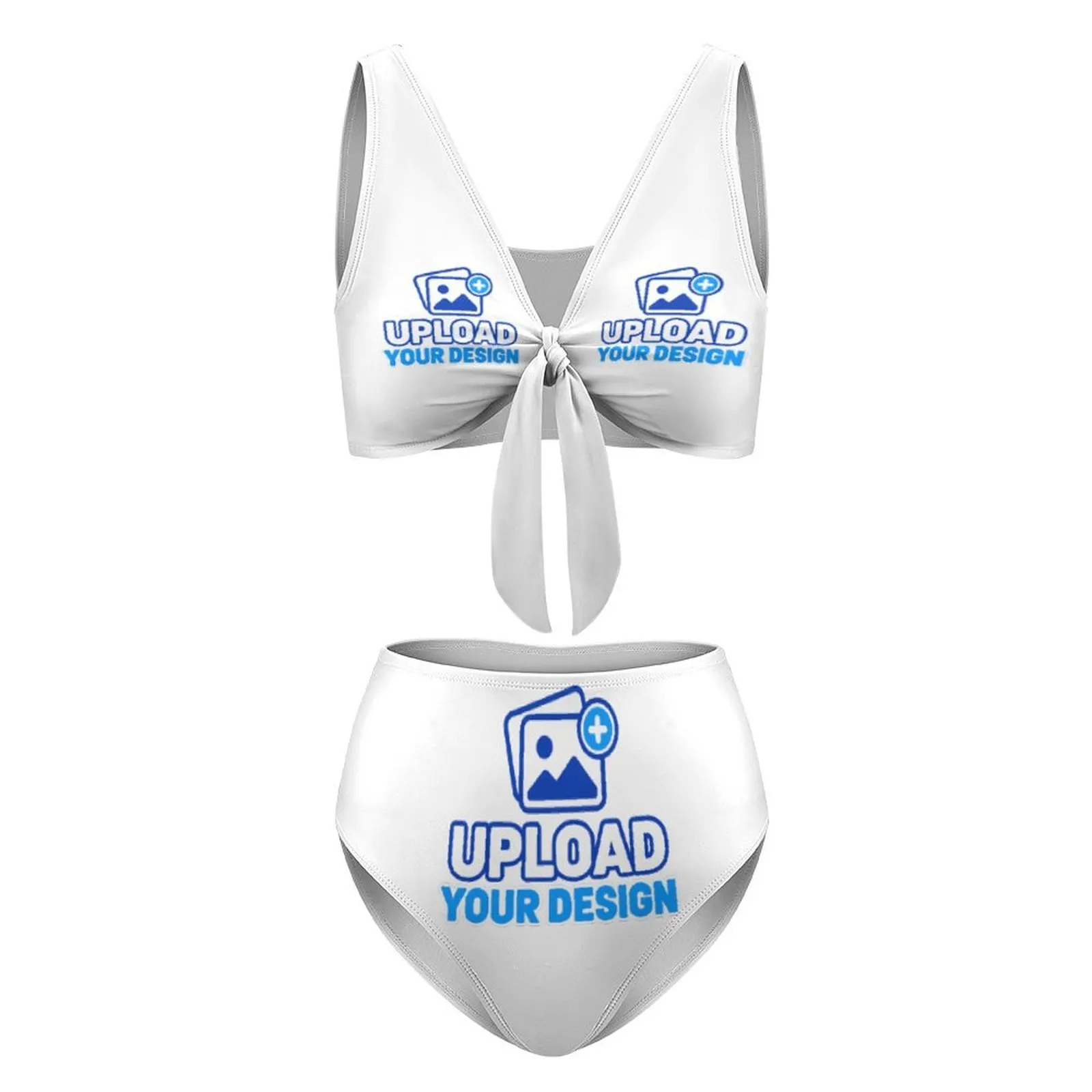Tie-Front V-Neck High-Waist Bikini Set &ndash; personalized print product image 9