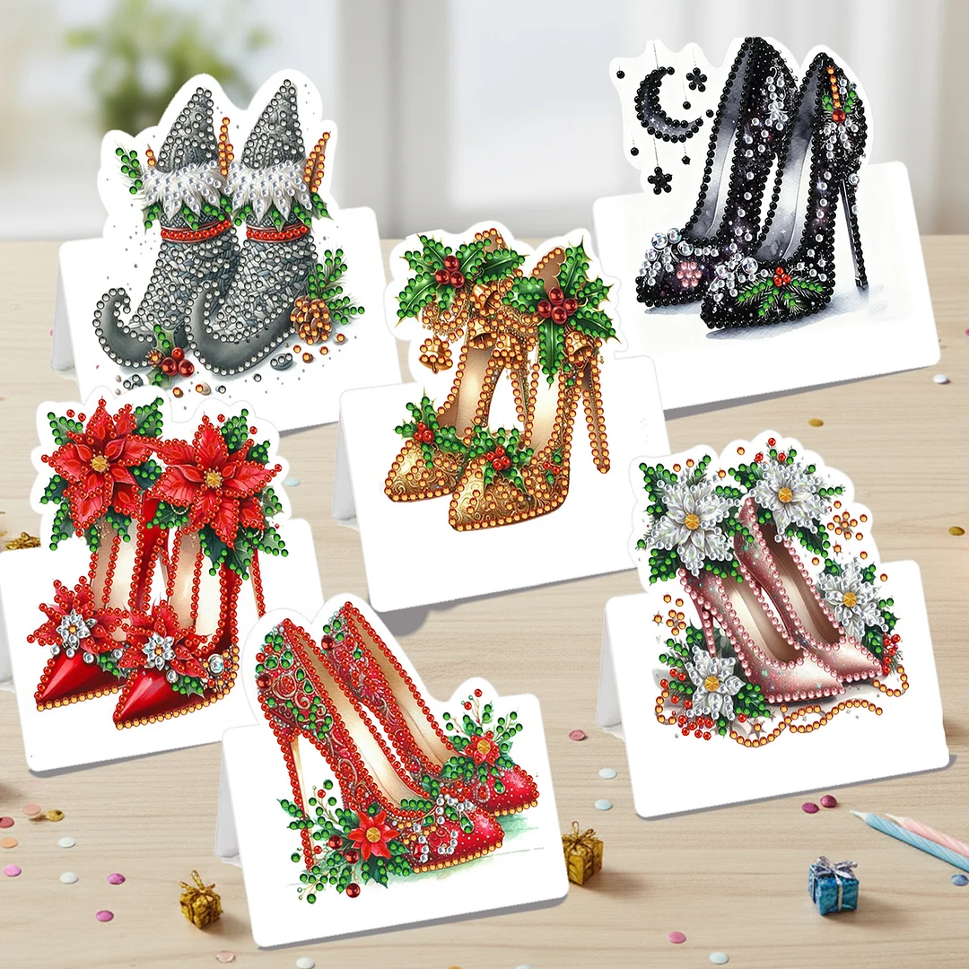 6 Packs High Heels DIY Diamond Painting Greeting Card Kit for Adults Gifts