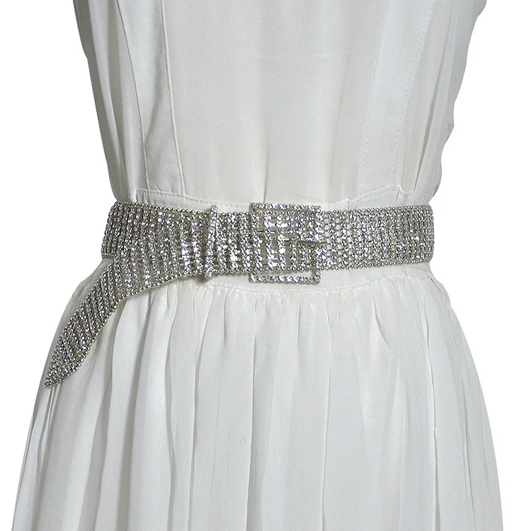 Fashion Silver Shiny Inlaid Decorative Metal Belts