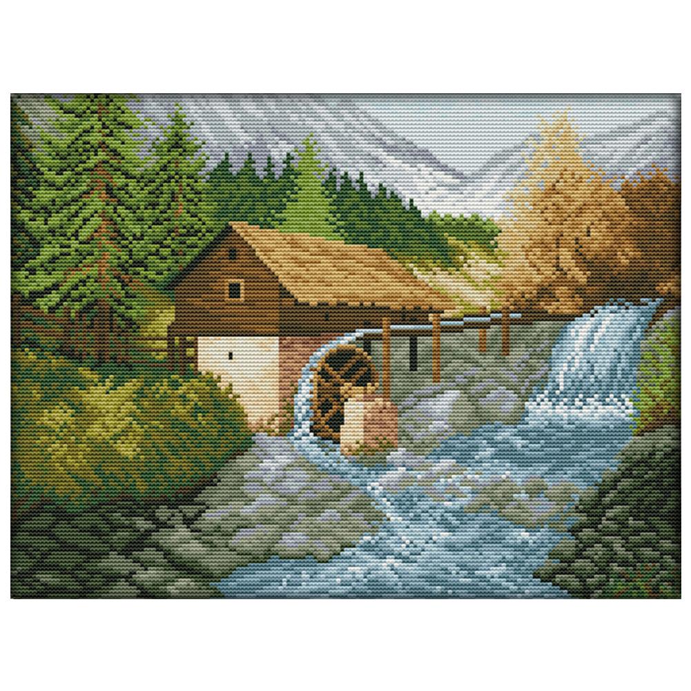 

Small Bridge And Flowing Water - 14CT Stamped Cross Stitch - 40*31cm, 501 Original