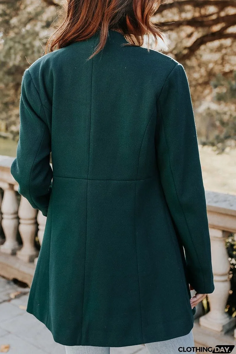 Casual Solid Buckle Square Collar Outerwear