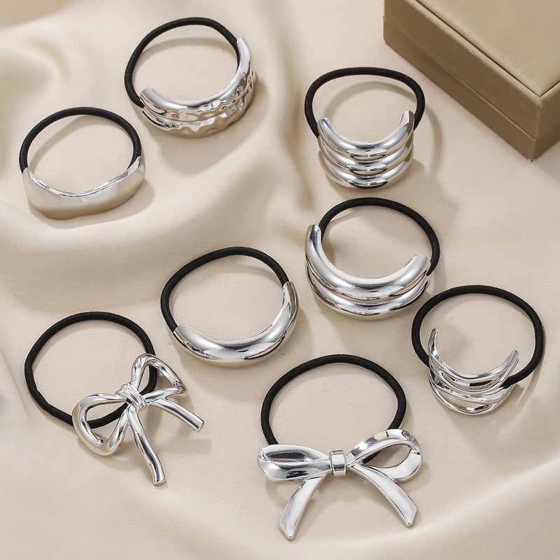 Women’s Elegant Streetwear Geometric Bow Knot Alloy Hair Tie