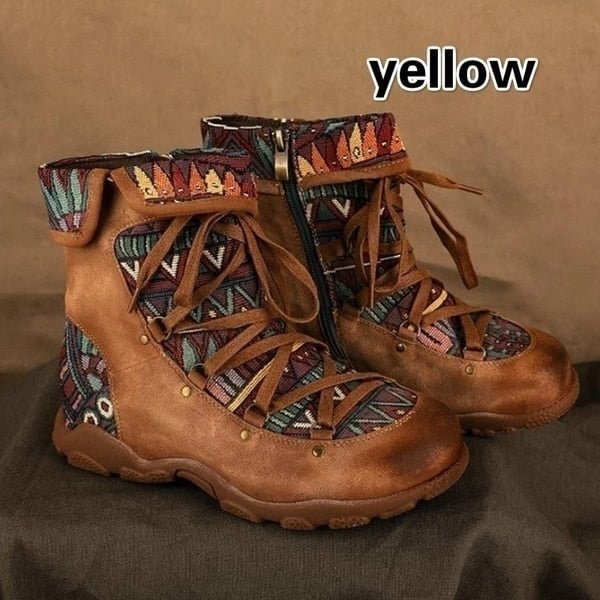 Women's Ladies Retro Bohemian Style Ankle Zip Short Boots Booties Casual Shoes Women's Winter Boots Botas mujer invierno 2020