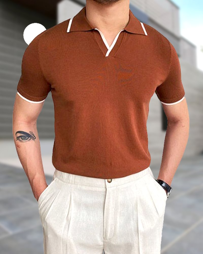 Men's Summer Green Striped POLO Shirt