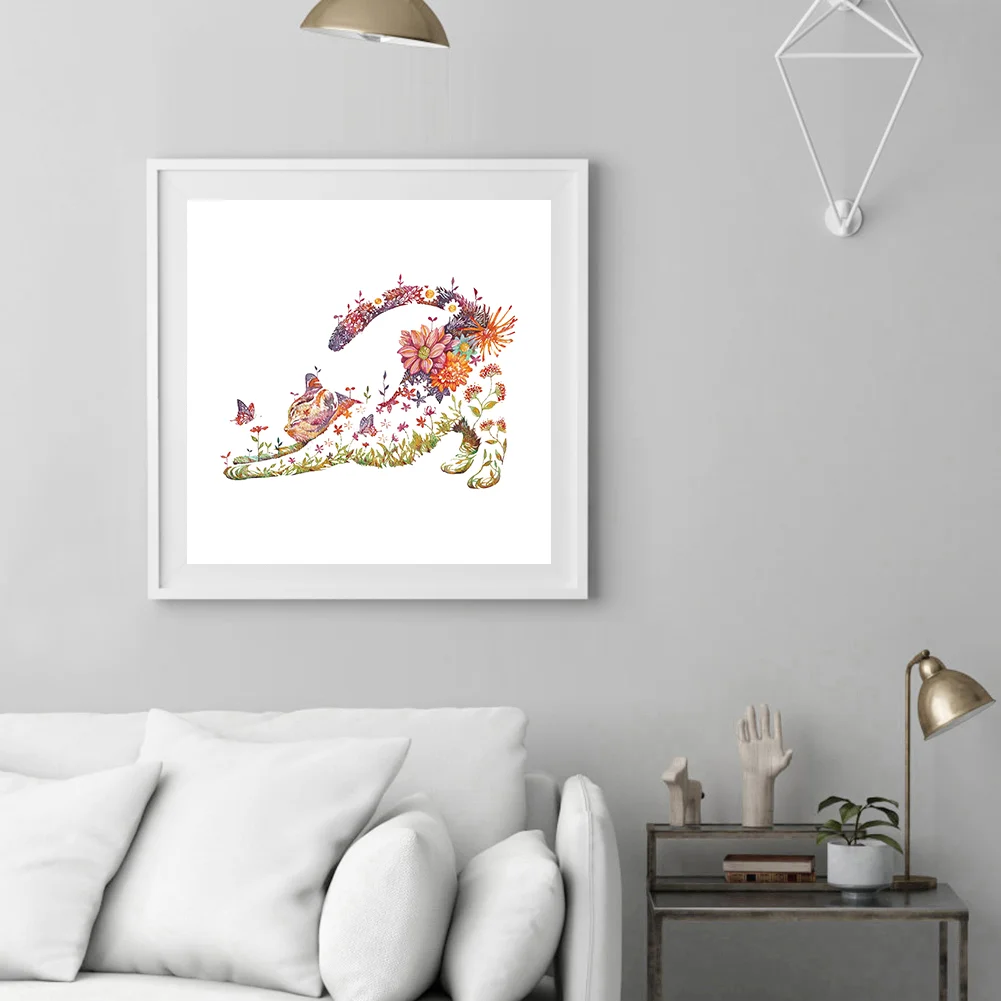 11ct Stamped Cross Stitch - Flower Cat(46*46cm)