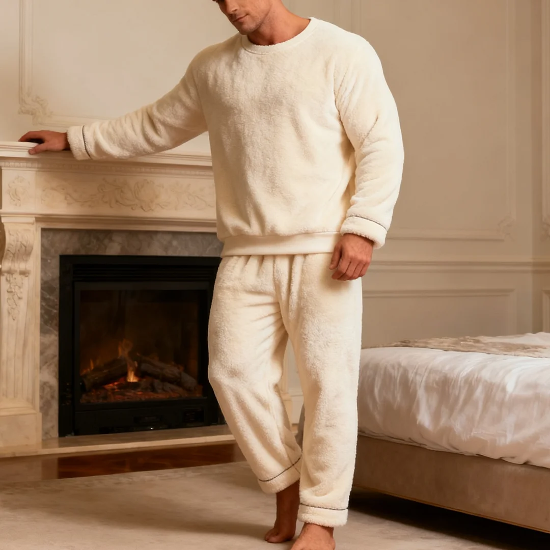 Men's Autumn/Winter Warm Christmas Daily Pajama Set-inspireuse