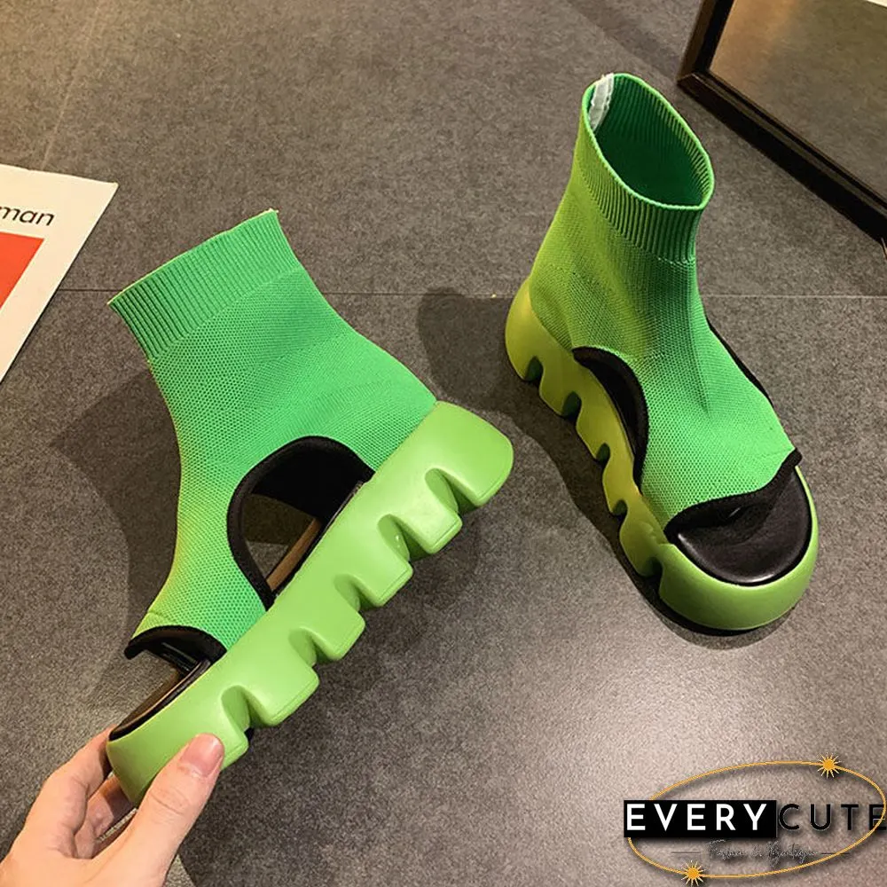 Summe Cool Zapatos Mujer Boots Female Slides-Stretch Fabric 5cm Platform Sandals Women