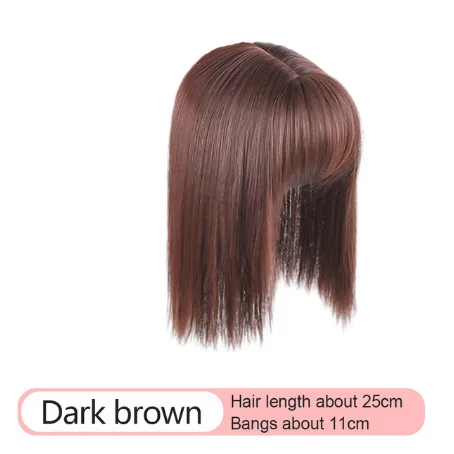 Natural Desnity Straight Silk Base Top Hairpiece with Bangs