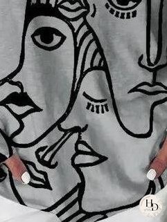 Abstract Print Long Sleeve T-shirt for Women