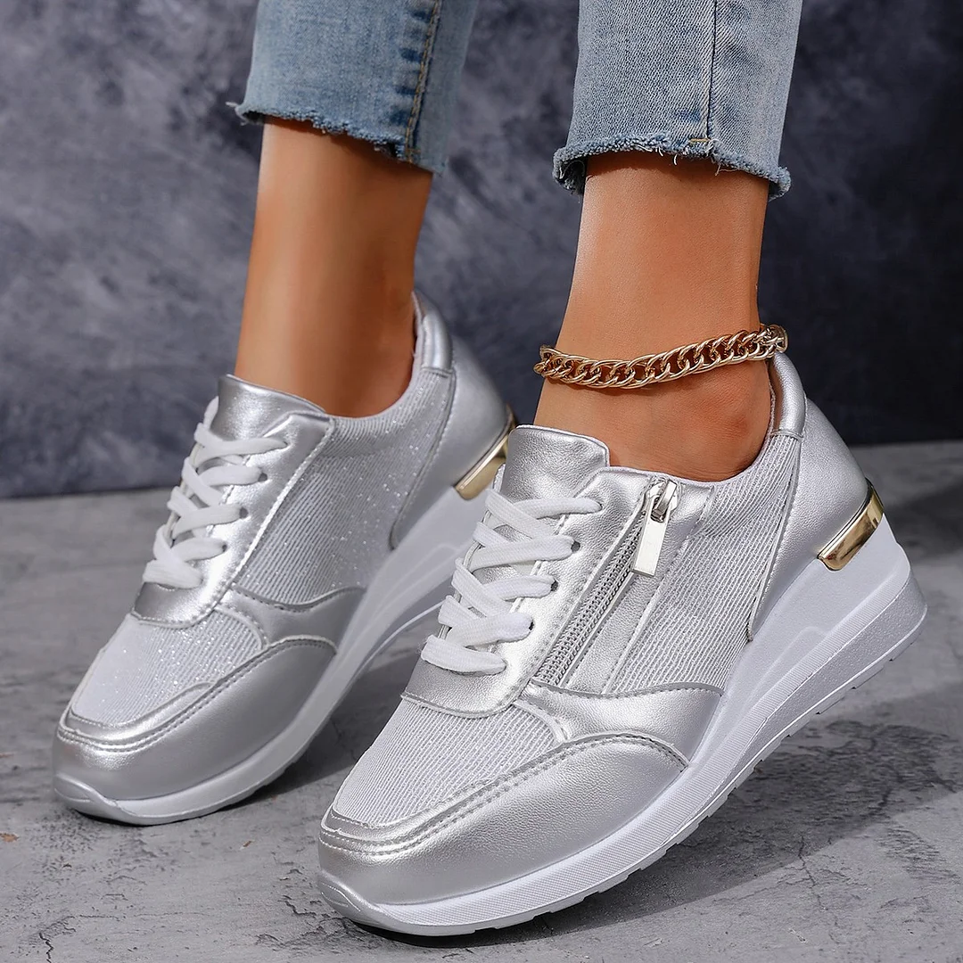 Tanguoant Tanguoant And Fall New Large Size Ladies' Slope Front Strap Side Zipper Casual Sports Single Shoes