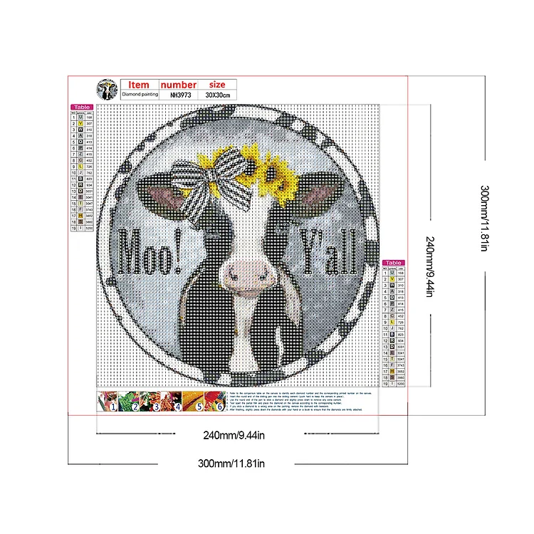 Other Wall Decor 30x30cm Diy 5d Milk Cow Diamond Painting Kits For