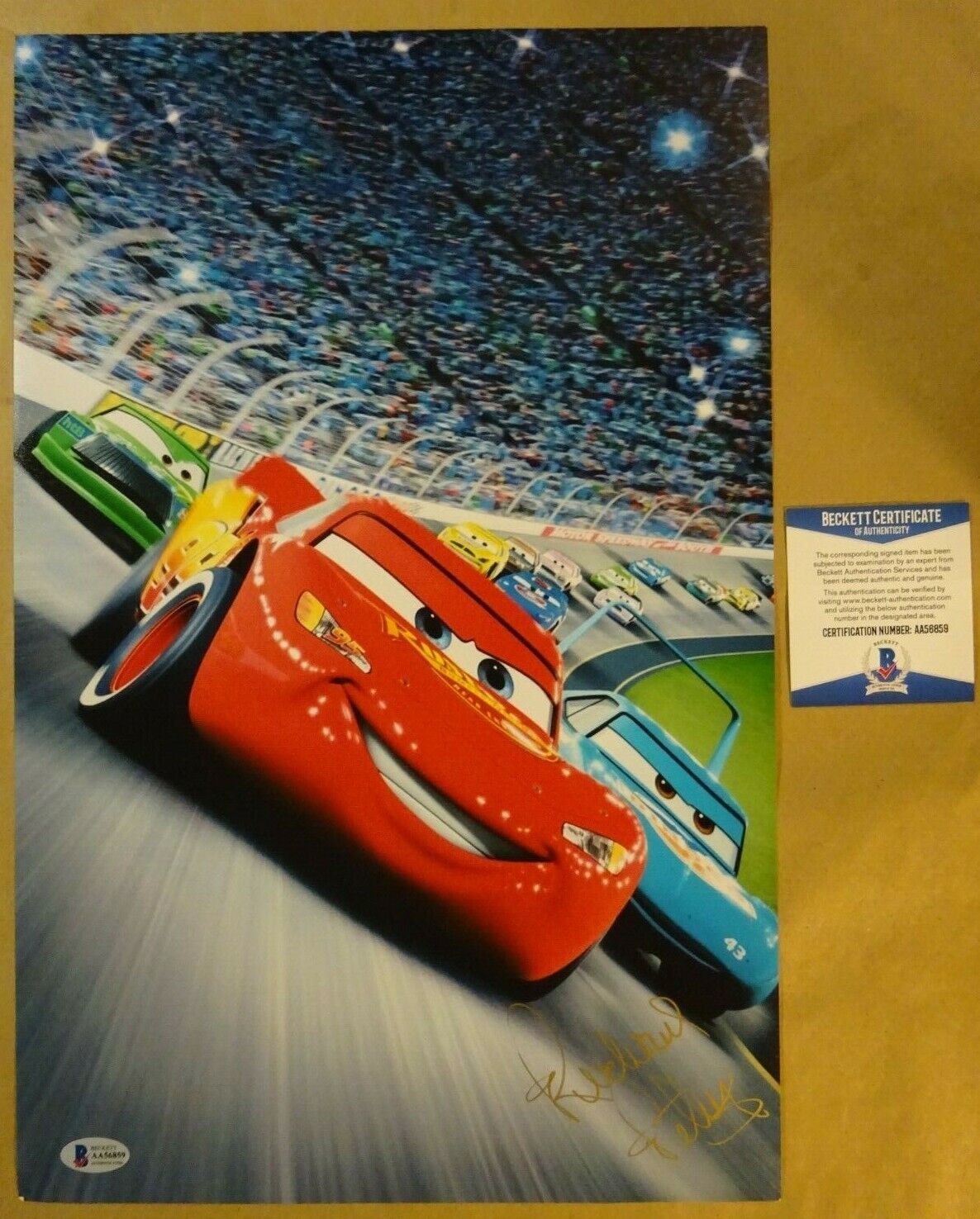 Signed RICHARD PETTY Autographed DISNEY PIXAR CARS 11x17