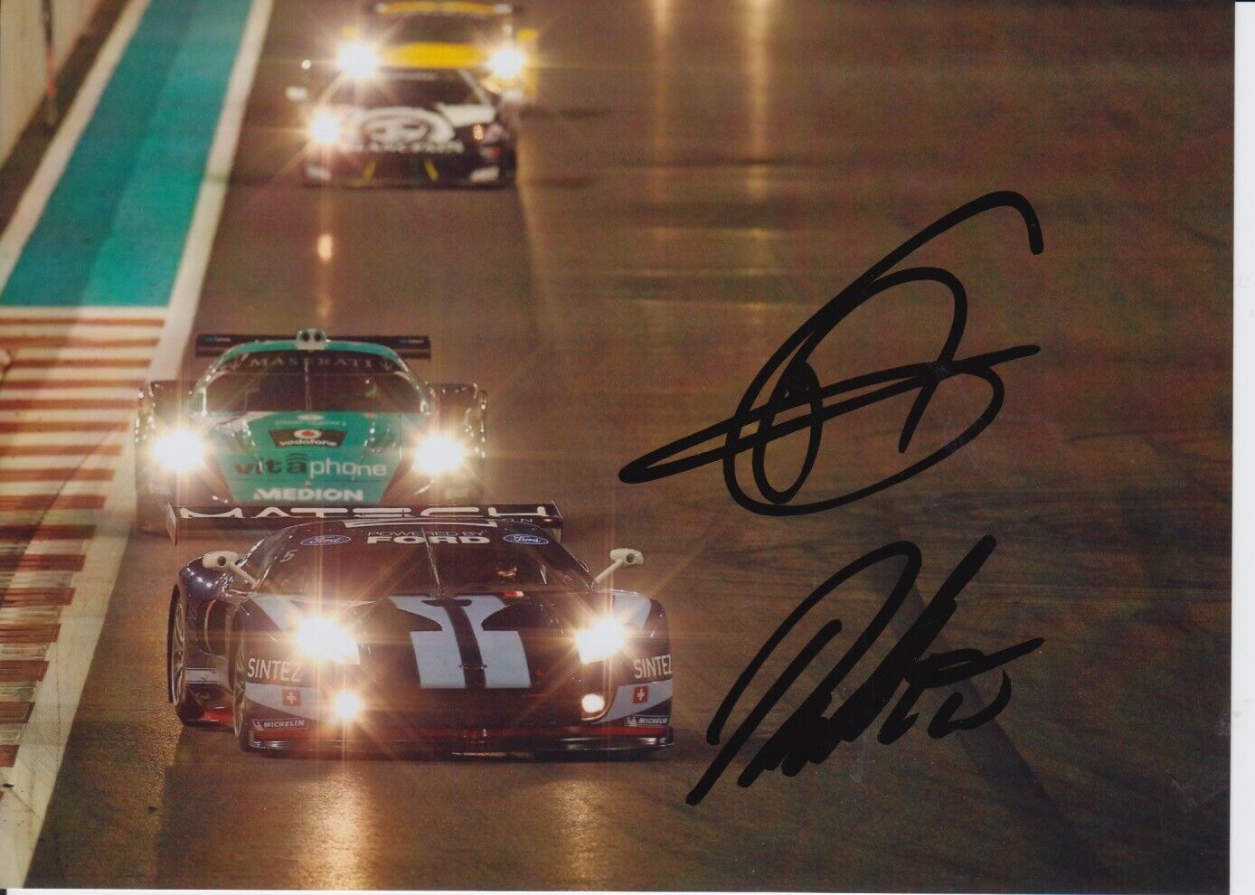 Thomas Mutsch and Romain Grosjean Hand Signed 7x5 Photo Poster painting - FIA GT Championship 10