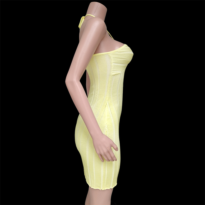 Ootddress Strapless Knit Mini Dresses Women Off-Shoulder Stripe Knitting Bodycon Dress Summer Beach Party Halter Club Streetwear