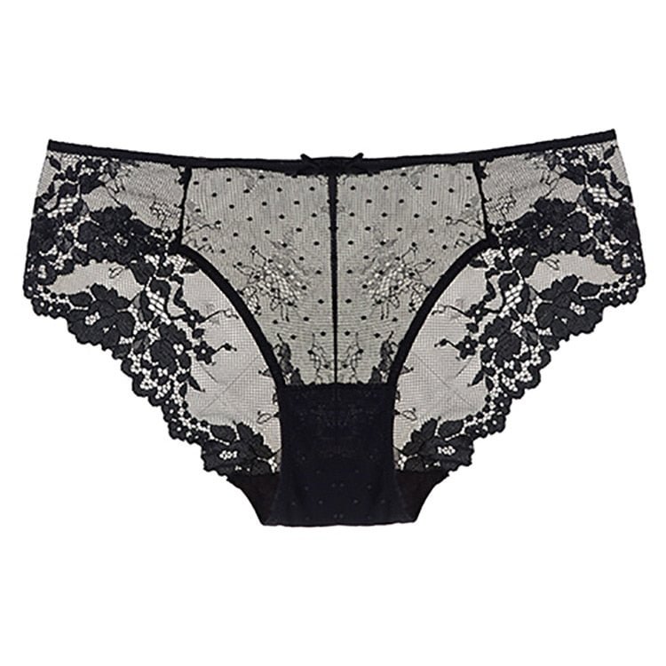 Sexy Lace Underwear Women Dot Mesh Cute Panties Floral Lace Briefs Female See Through Underpants Transparent Panty Sex Lingerie