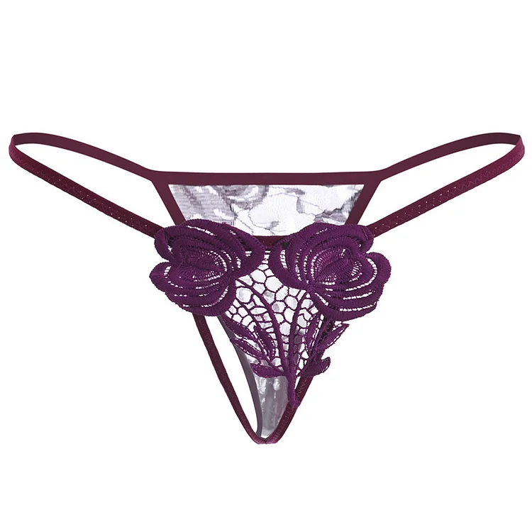 Low Waist Embroidered Thong